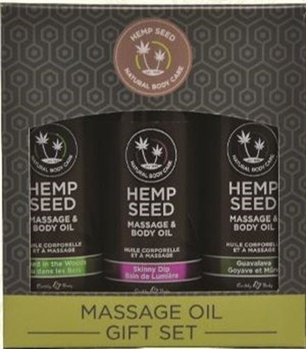 Hemp Seed Massage and Body Oil Gift Set - 3 Pack - 2 Fl. Oz. Bottles - TruLuv Novelties