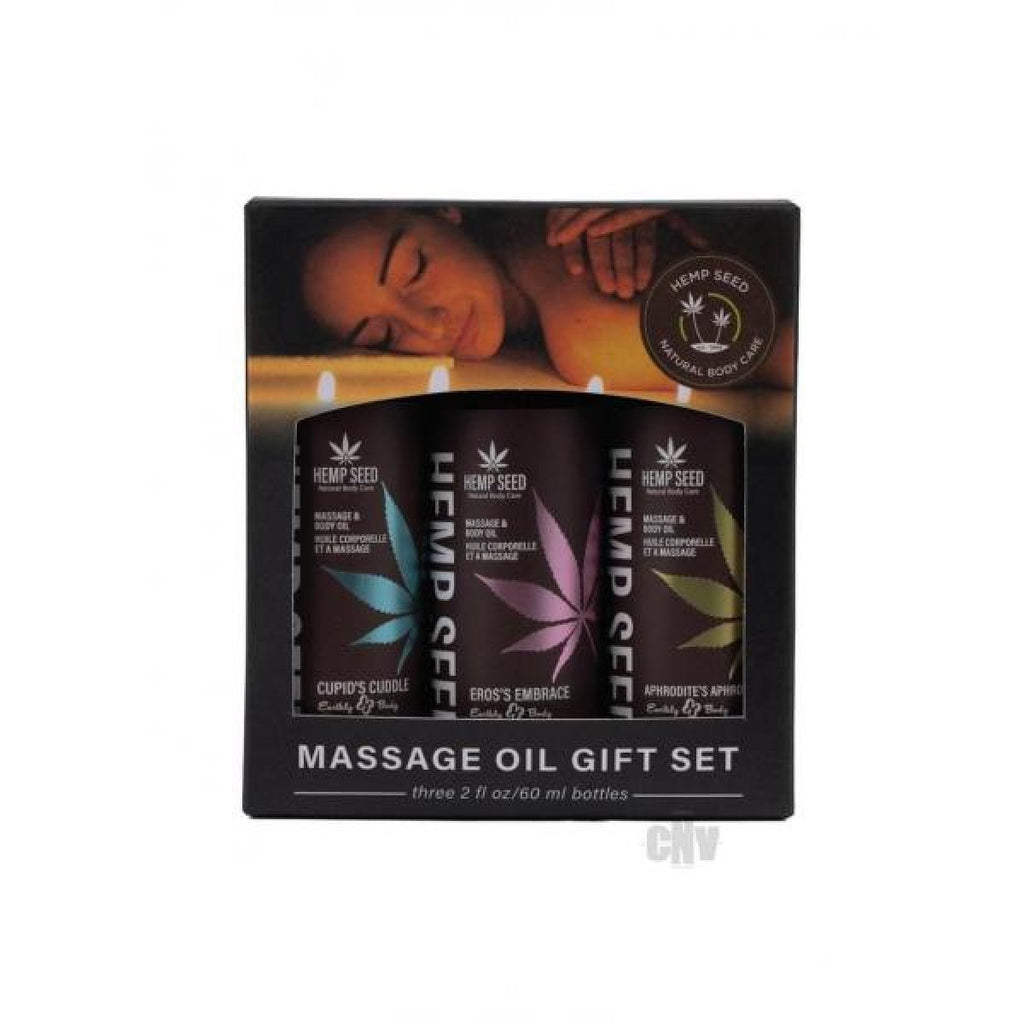 Hemp Seed Massage Oil Trio Gift Set - Valentines Day Collection 2 Oz - TruLuv Novelties