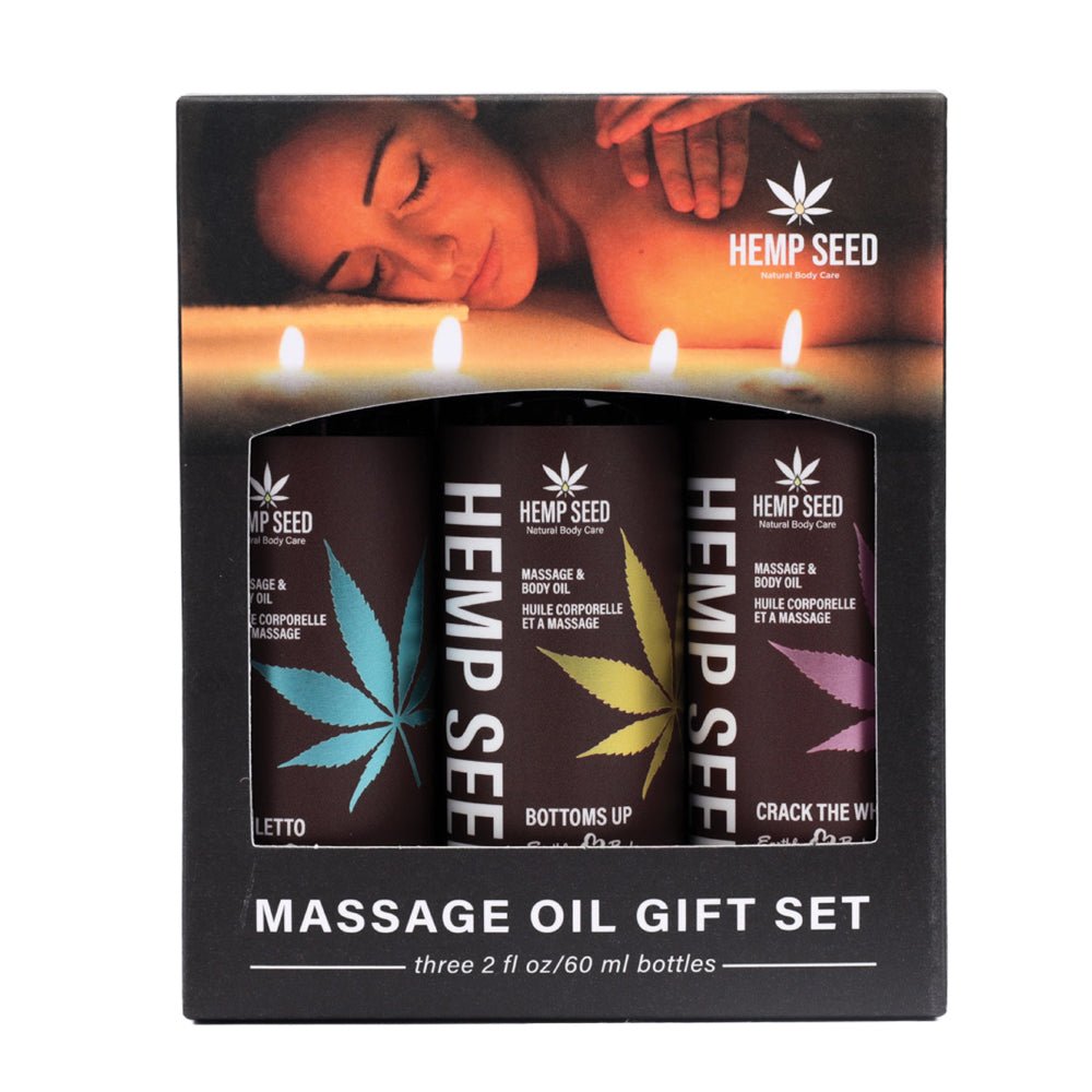 Hemp Seed Massage Oil Valentine Gift Set - 3 Pack - 2oz Bottles - TruLuv Novelties