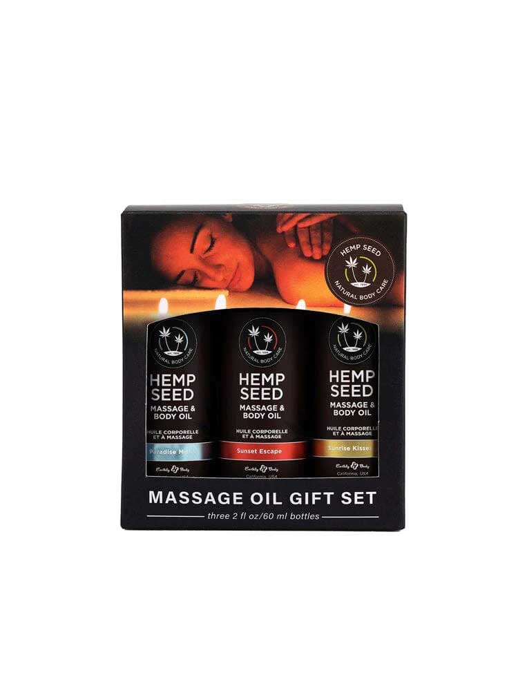 Hemp Seed Summer Massage Oil Trio Gift Set - 3 Trio Gift Set - 3 Pack - 2 Oz Bottles - TruLuv Novelties