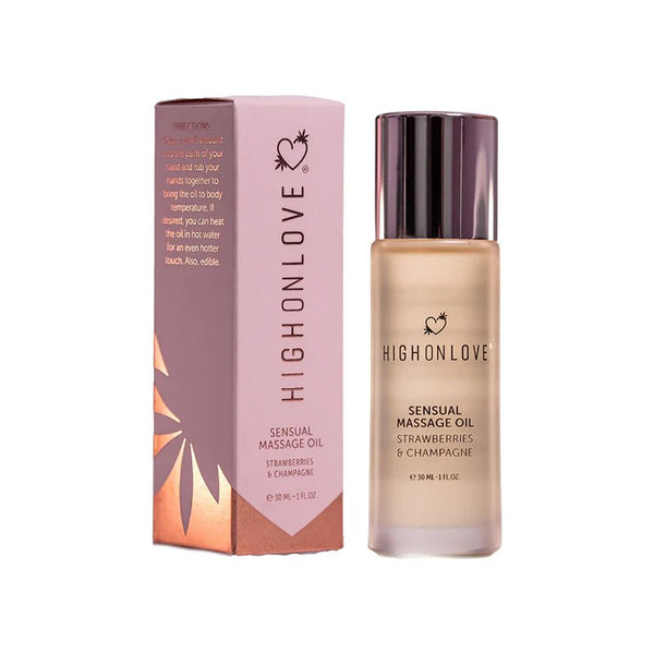 HighOnLove Mini Massage Oil Strawberries & Champagne 1 oz. - TruLuv Novelties