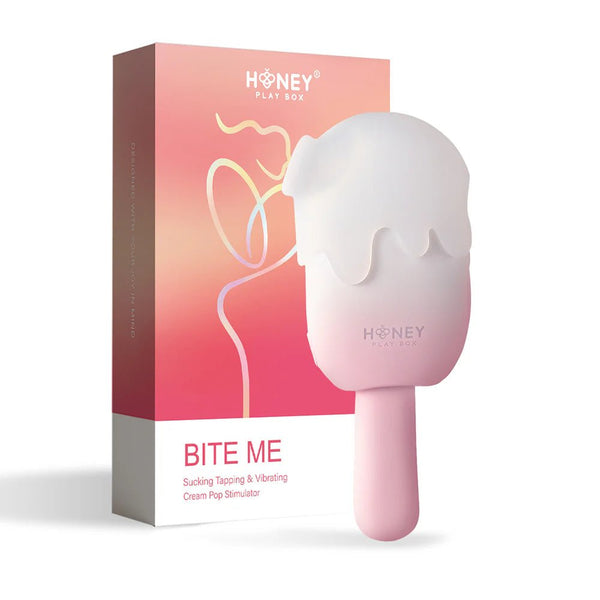 Honey Play Box Bite Me Sucking Tapping & Vibrating Cream Pop Stimulator Pink - TruLuv Novelties