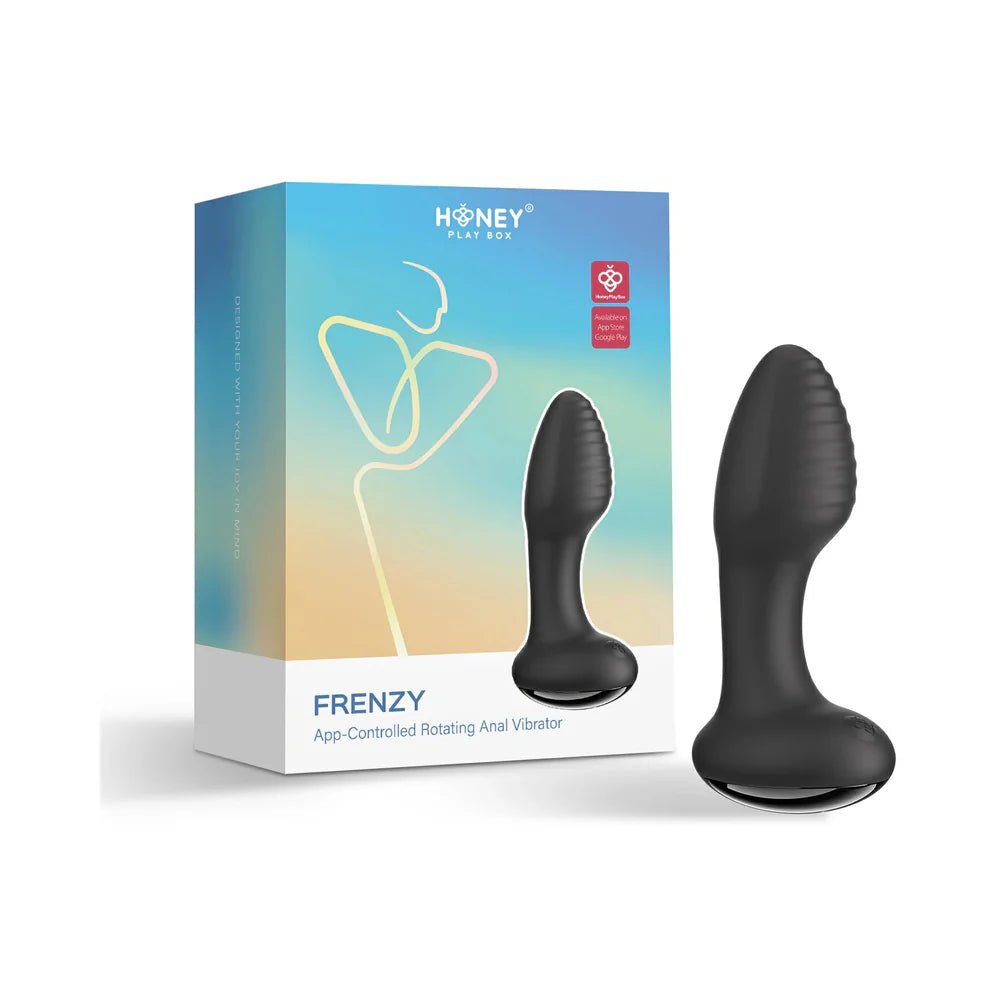 Honey Play Box Frenzy Pressure Sensing App - Controlled Rotating Butt Plug Black - TruLuv Novelties