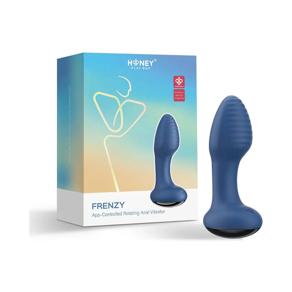 Honey Play Box Frenzy Pressure Sensing App - Controlled Rotating Butt Plug Blue - TruLuv Novelties