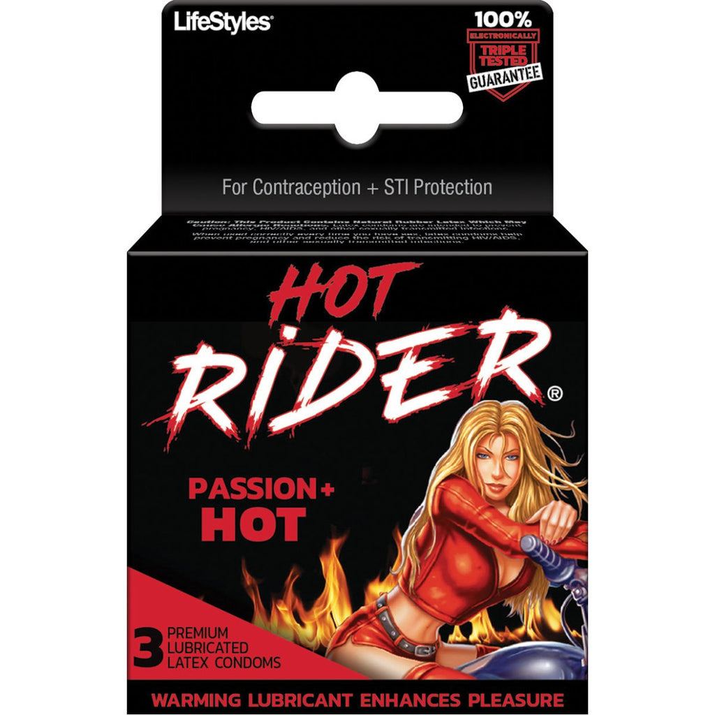 Hot Rider - 3 Pack - Lubricated Latex Condoms - TruLuv Novelties