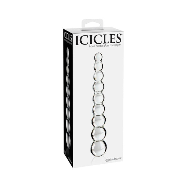 Icicles No. 2 Beaded 8.5 in. Glass Dildo Clear - TruLuv Novelties