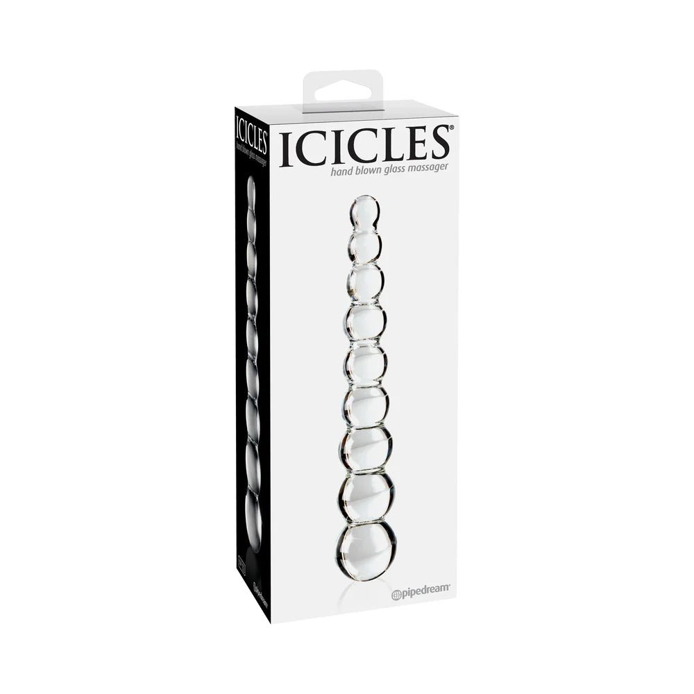 Icicles No. 2 Beaded 8.5 in. Glass Dildo Clear - TruLuv Novelties