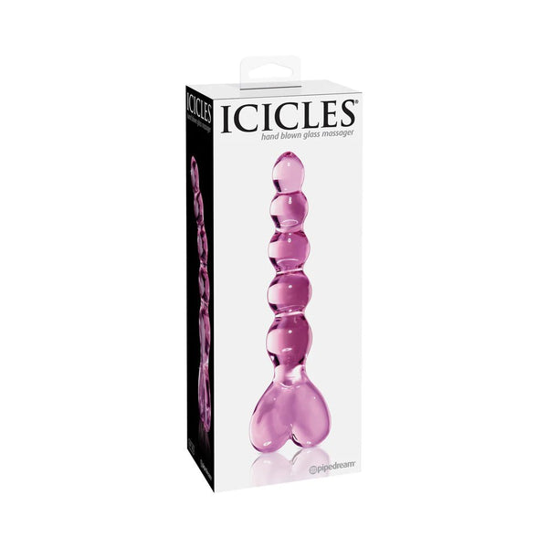 Icicles No. 43 Glass Massager with Heart - Shaped Handle Pink - TruLuv Novelties