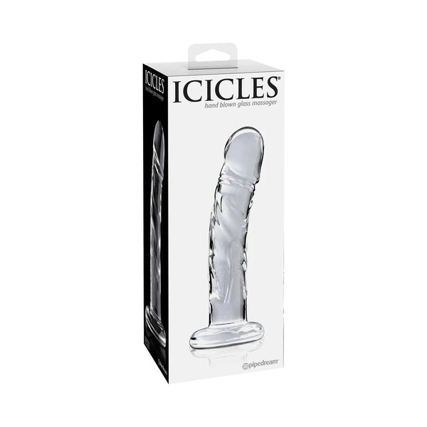 Icicles No. 62 Curved Realistic 6.5 in. Glass Dildo Clear - TruLuv Novelties
