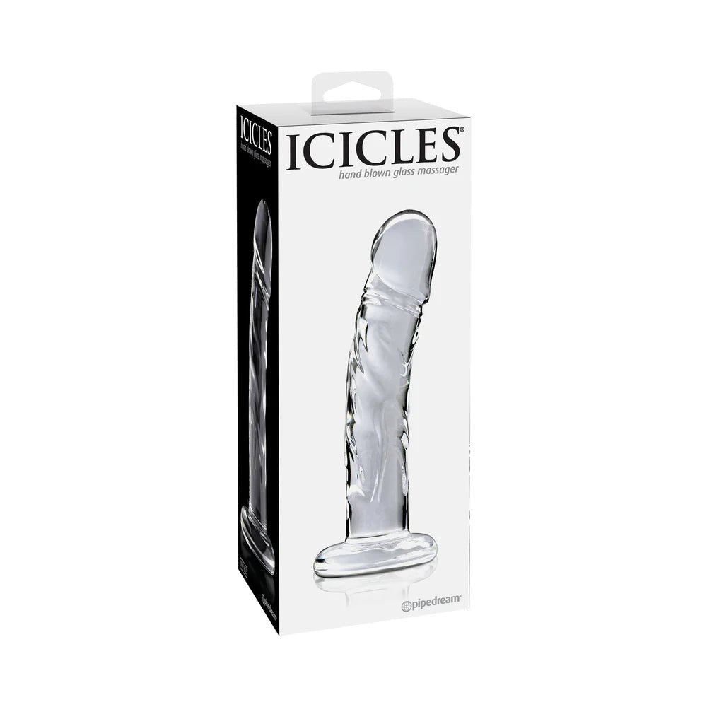 Icicles No. 62 Curved Realistic 6.5 in. Glass Dildo Clear - TruLuv Novelties