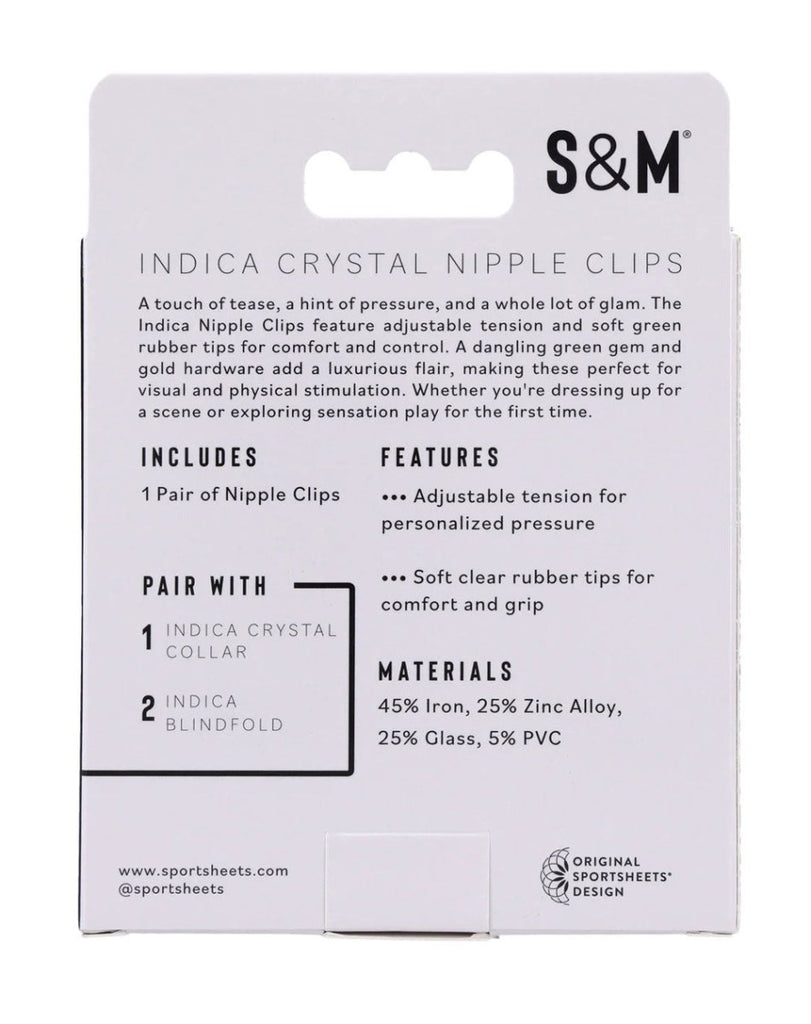 Indica Crystal Nipple Clips - Green - TruLuv Novelties