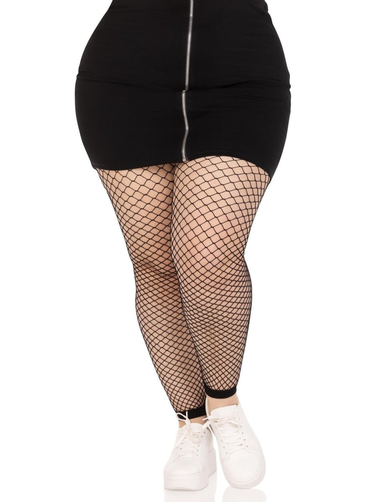 Industrial Net Footless Tights - 1x/2x - Black - TruLuv Novelties