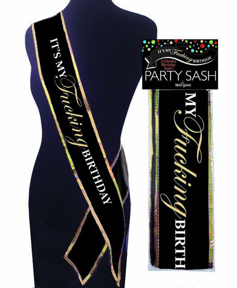 iT's My Fucking Birthday Sash - Black - TruLuv Novelties