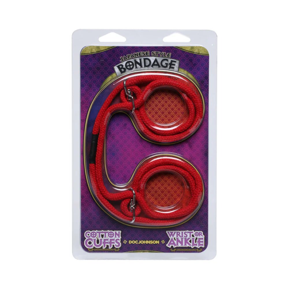Japanese Style Bondage - 100% Cotton Wrist or Ankle Cotton Cuffs Red - TruLuv Novelties