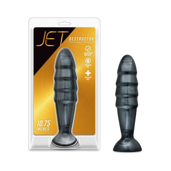 Jet Destructor 10.75 in. Anal Plug Carbon Metallic Black - TruLuv Novelties
