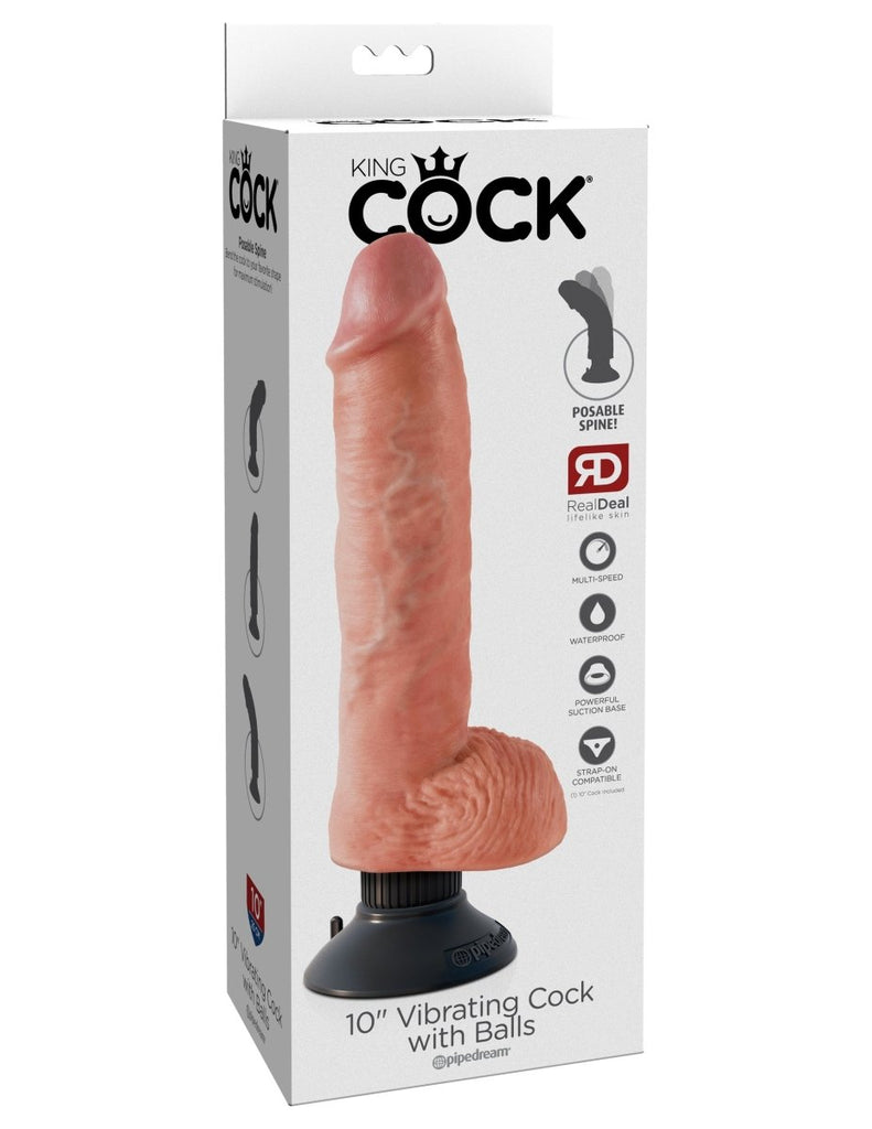 King Cock 10-Inch Vibrating Cock With Balls - TruLuv Novelties