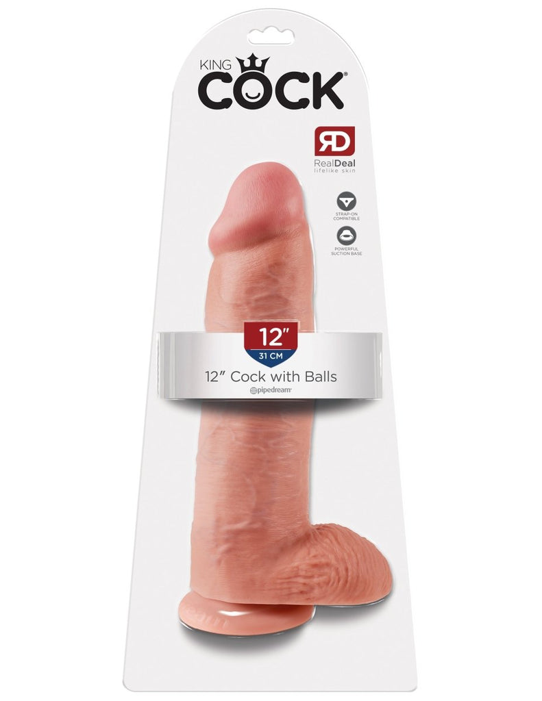 King Cock 12 Inch Cock With Balls - TruLuv Novelties