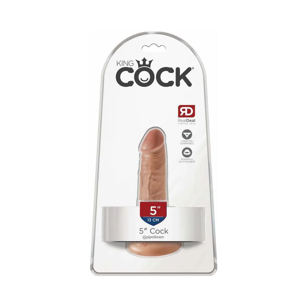 King Cock 5 in. Cock Realistic Dildo With Suction Cup Tan - TruLuv Novelties