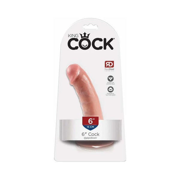 King Cock 6 in. Cock Realistic Dildo With Suction Cup Beige - TruLuv Novelties