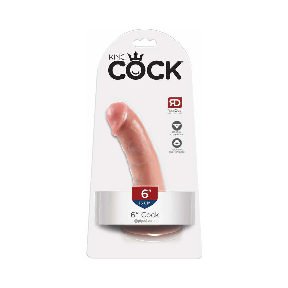 King Cock 6 in. Cock Realistic Dildo With Suction Cup Beige - TruLuv Novelties