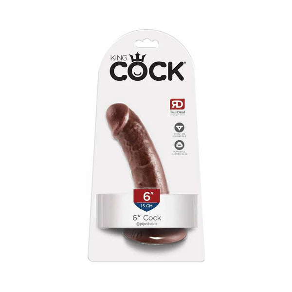 King Cock 6 in. Cock Realistic Dildo With Suction Cup Brown - TruLuv Novelties