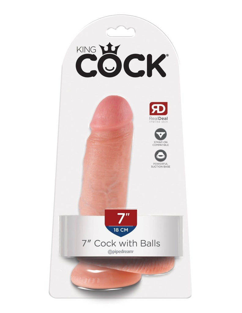 King Cock 7-Inch Cock With Balls - TruLuv Novelties