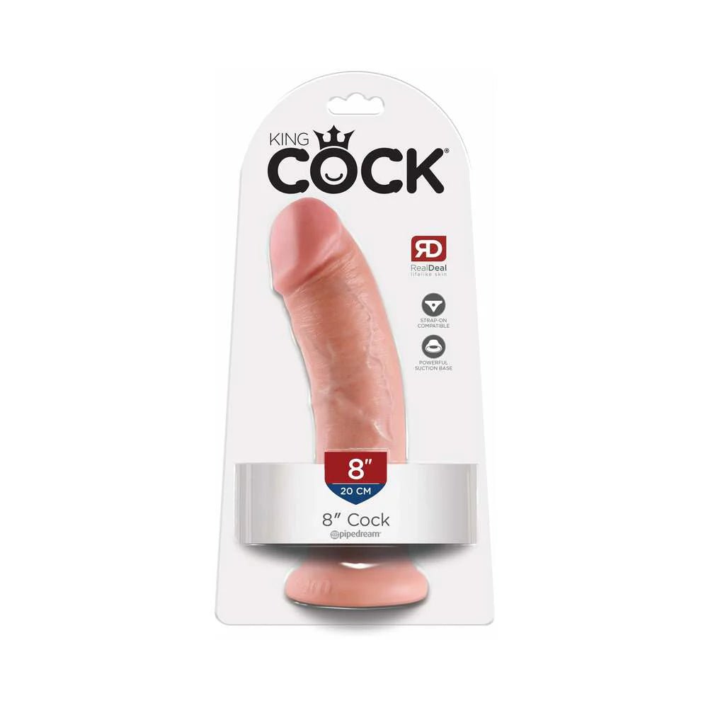 King Cock 8 in. Cock Realistic Dildo With Suction Cup Beige