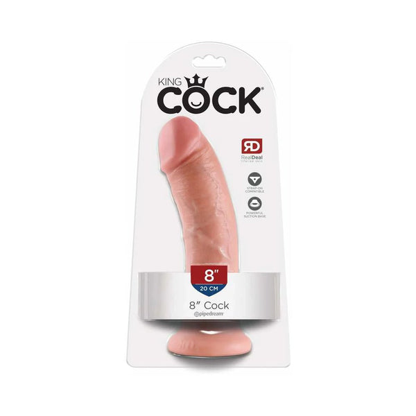 King Cock 8 in. Cock Realistic Dildo With Suction Cup Beige - TruLuv Novelties