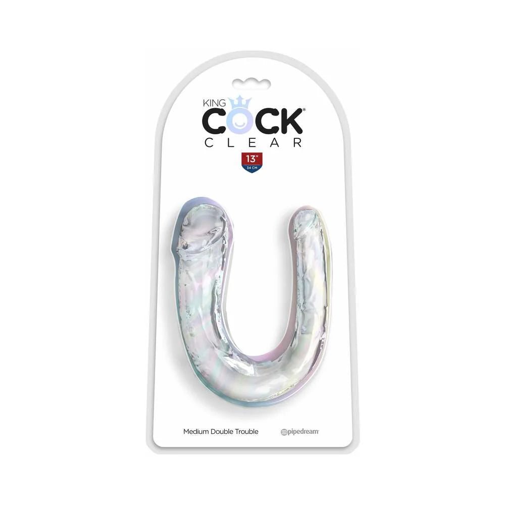 King Cock Clear Medium Double Trouble - TruLuv Novelties