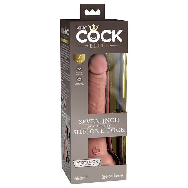 King Cock Elite 7 in. Dual Density Silicone Cock Realistic Dildo With Suction Cup Beige - TruLuv Novelties