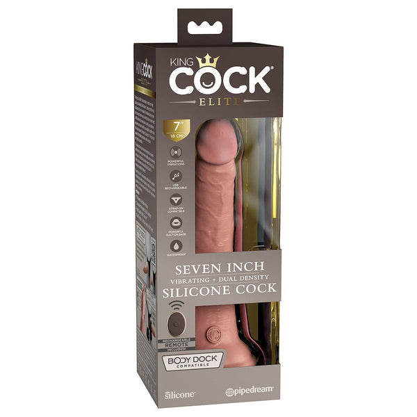 King Cock Elite 7 in. Vibrating Realistic Dildo With Suction Cup Beige - TruLuv Novelties