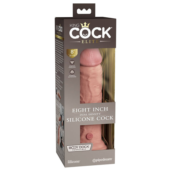 King Cock Elite 8 in. Dual Density Silicone Cock Realistic Dildo With Suction Cup Beige - TruLuv Novelties