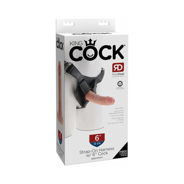 King Cock Strap - On Harness With 6 in. Cock Beige - TruLuv Novelties