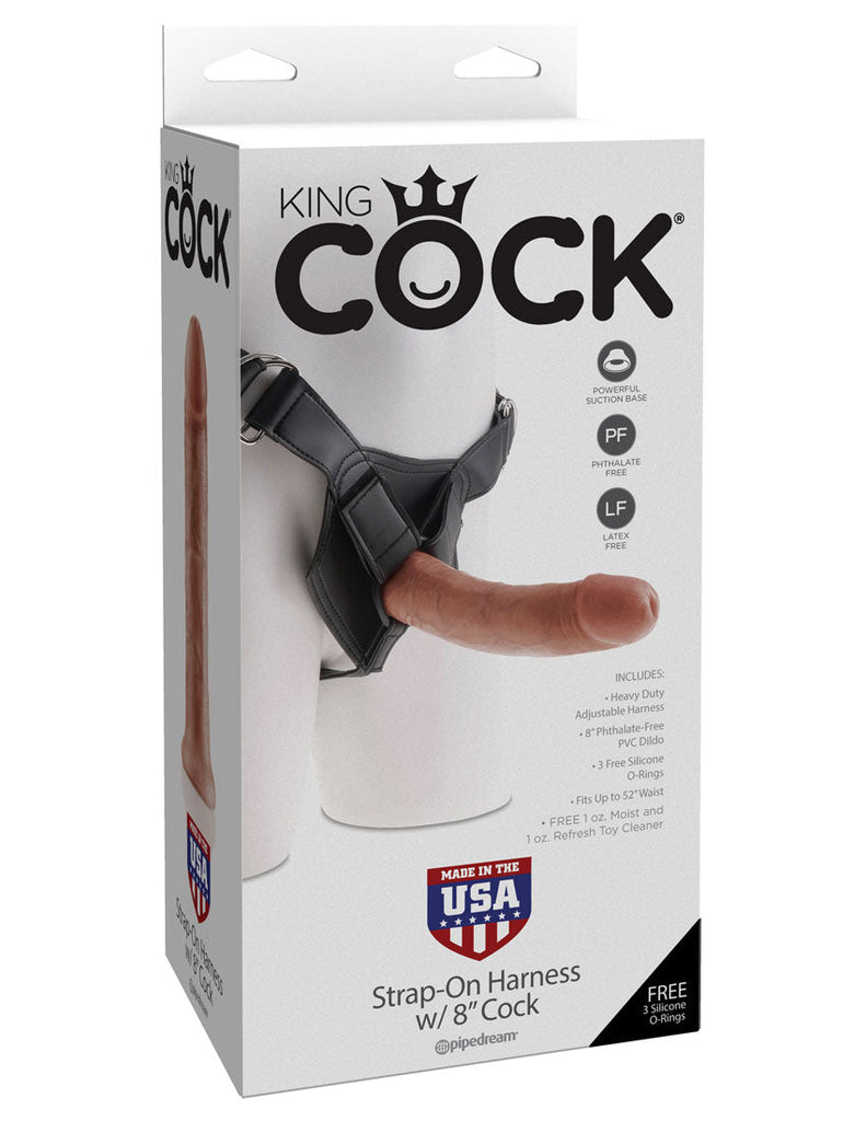 King Cock Strap-on Harness With 8 Inch Cock - Tan - TruLuv Novelties