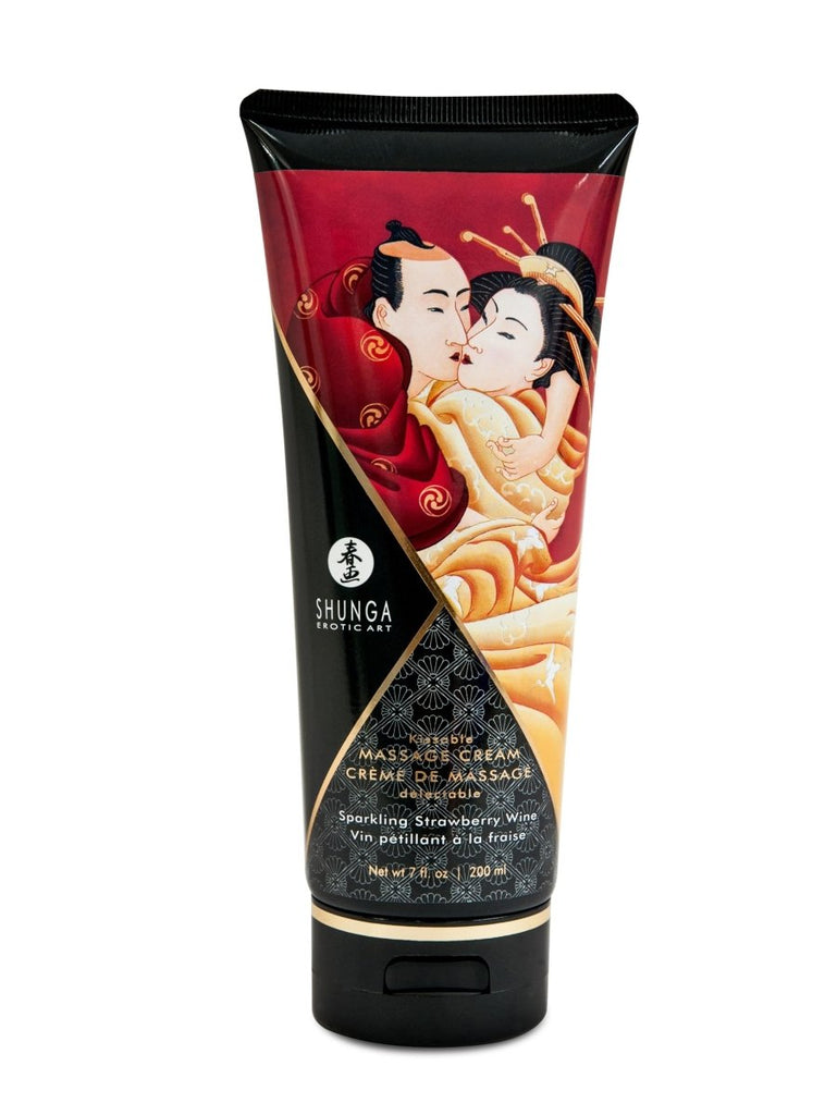 Kissable Massage Cream - Sparkling Strawberry Wine - 7 Fl. Oz. - 200 ml - TruLuv Novelties