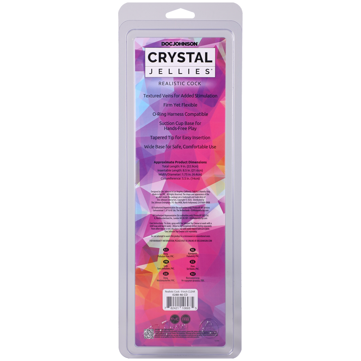 Crystal Jellies - Realistic Cock - 9 Inch Clear