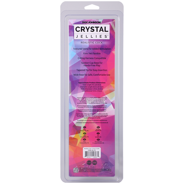 Crystal Jellies - Realistic Cock - 9 Inch Clear