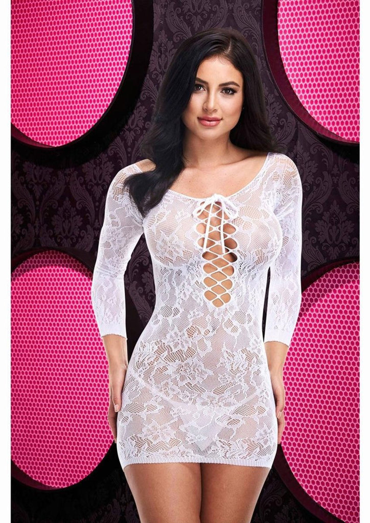 Lace Off the Shoulder Mini Dress - One Size - White - TruLuv Novelties