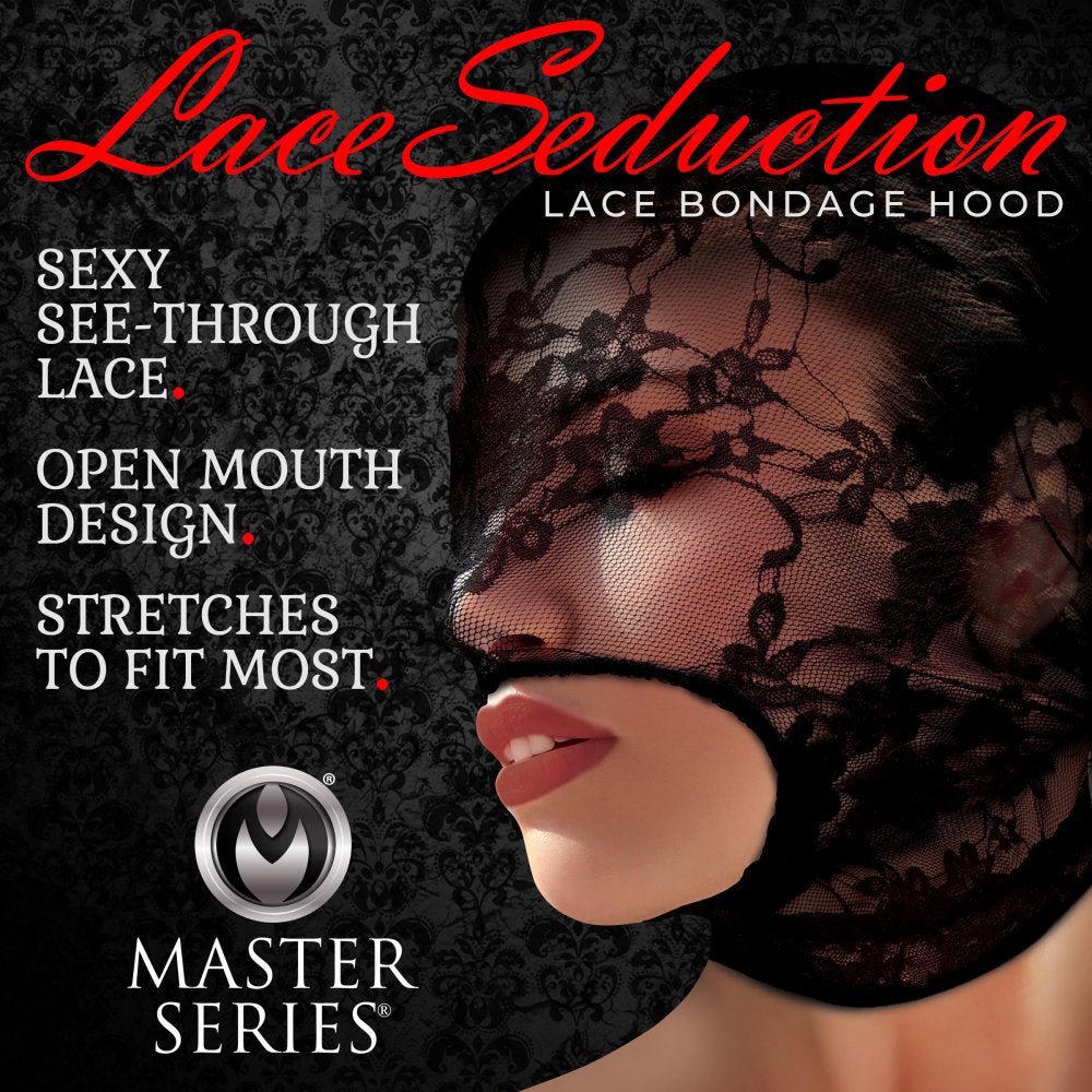 Lace Seduction Lace Bondage Hood - Black - TruLuv Novelties