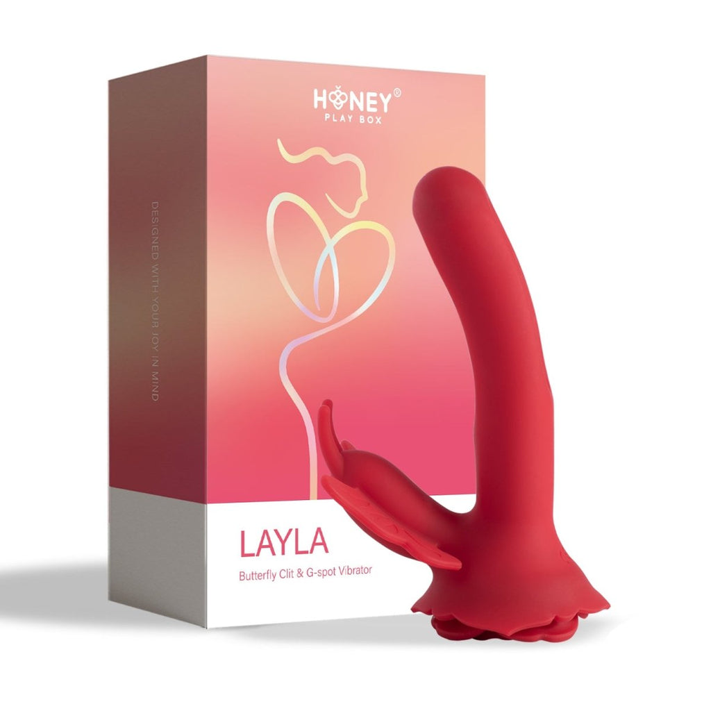 Layla - Butterfly Clit and G-Spot Vibrator - Red - TruLuv Novelties