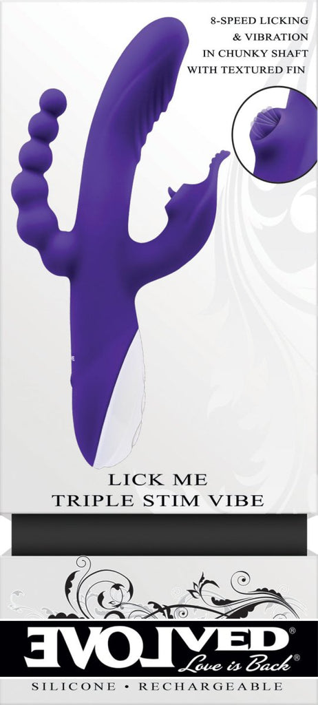 Lick Me - Triple Stim Vibe - Purple - TruLuv Novelties