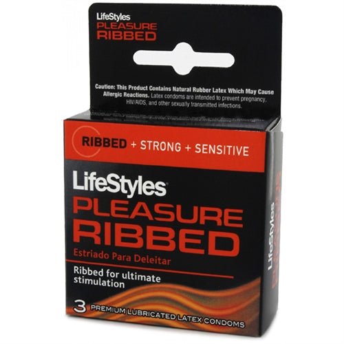 Lifestyles Pleasure Ribbed Condoms - 3 Pack - TruLuv Novelties