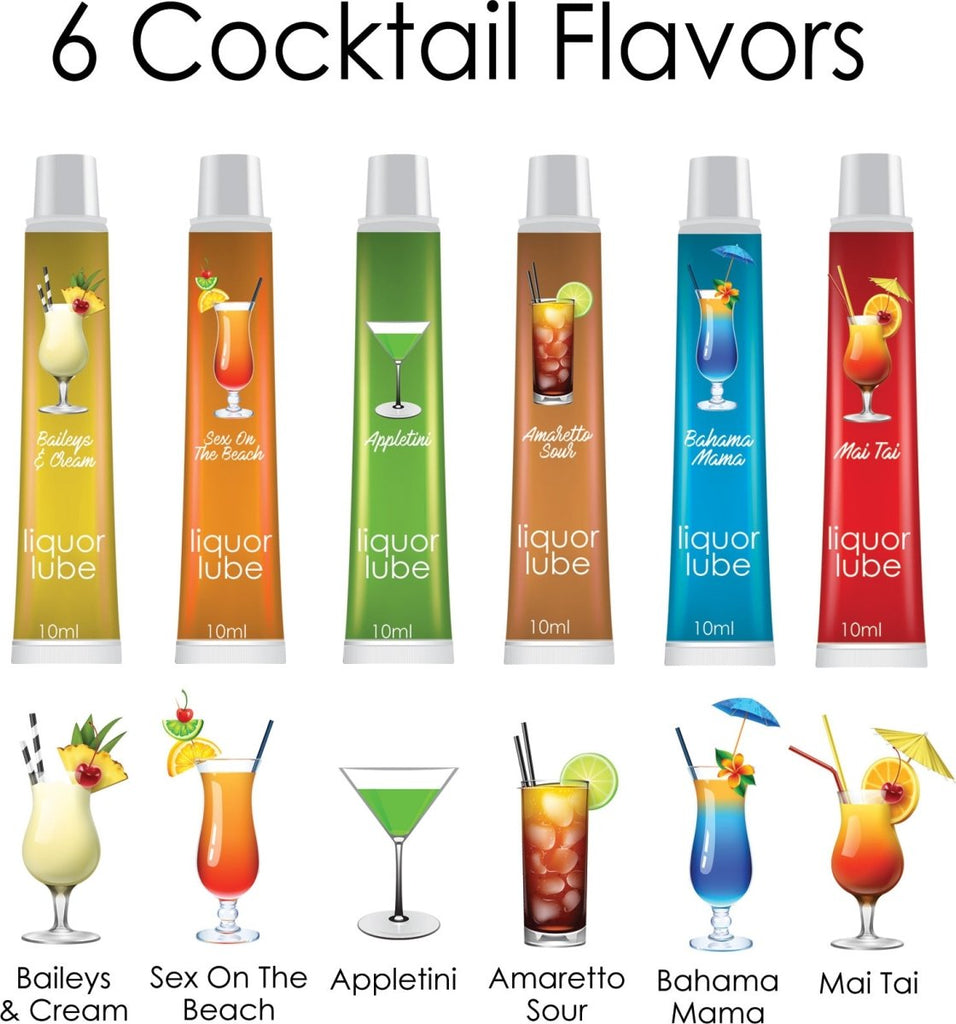 Liquor Lube Assorted Flavors 72 Pcs Display - Display - 6 Cocktail Flavors - 10ml Tubes - TruLuv Novelties