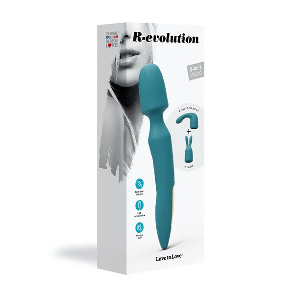 Love to Love R - evolution Rechargeable 3 - in - 1 Wand Vibrator Blue - TruLuv Novelties