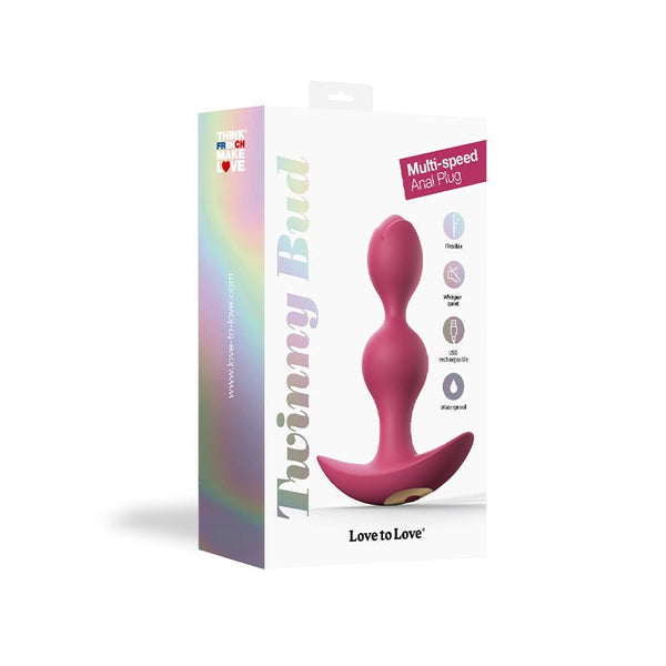 Love to Love Twinny Bud Rechargeable Silicone Multi-Speed Vibrating Anal Plug Plum - TruLuv Novelties