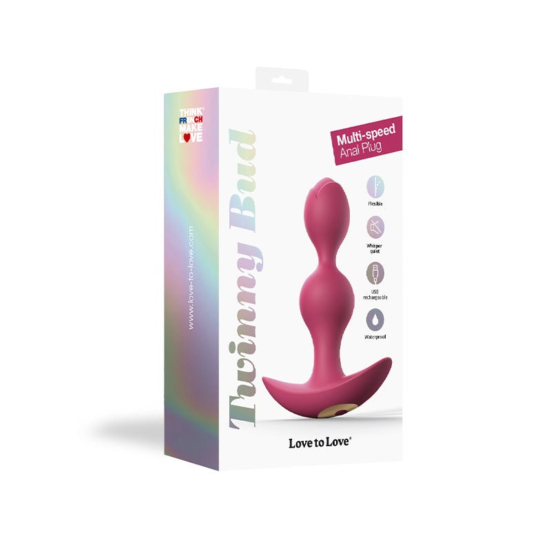 Love to Love Twinny Bud Rechargeable Silicone Multi-Speed Vibrating Anal Plug Plum - TruLuv Novelties
