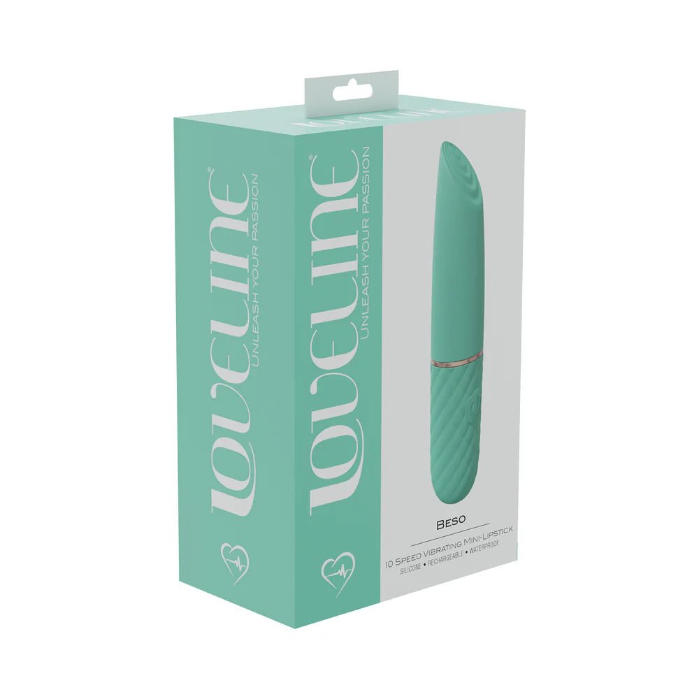 LoveLine Beso 10 Speed Vibrating Mini - Lipstick Silicone Rechargeable Waterproof Green - TruLuv Novelties