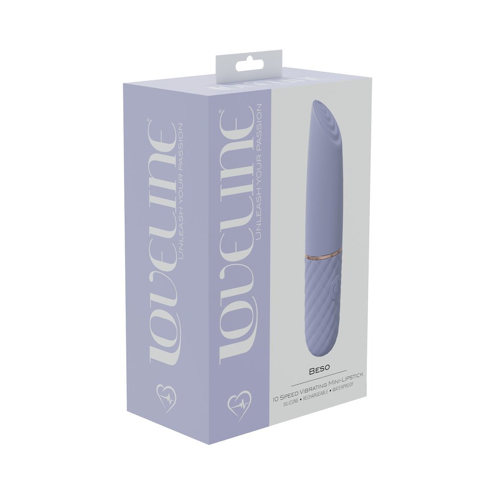 LoveLine Beso 10 Speed Vibrating Mini-Lipstick Silicone Rechargeable Waterproof Lavender - TruLuv Novelties