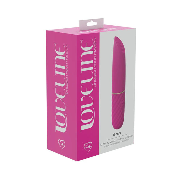 LoveLine Beso 10 Speed Vibrating Mini - Lipstick Silicone Rechargeable Waterproof Pink - TruLuv Novelties