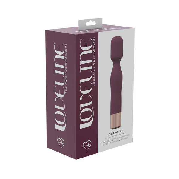 LoveLine Glamour 10 Speed Mini - Wand Silicone Rechargeable Waterproof Burgundy - TruLuv Novelties